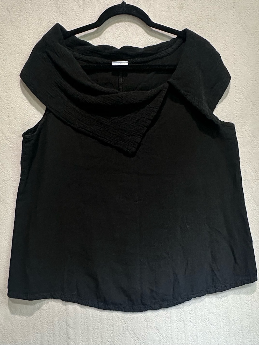 Oh My Gauze! Black Sleeveless Draped Neck Top